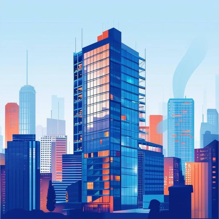 email graphic minimalist style with commercial high rise